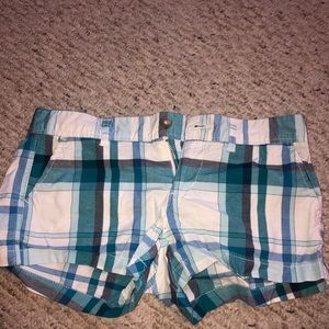 Blue and white plaid shorts size 0